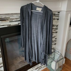 Charcoal distressed Evy’s Tree cardigan wrap 1X